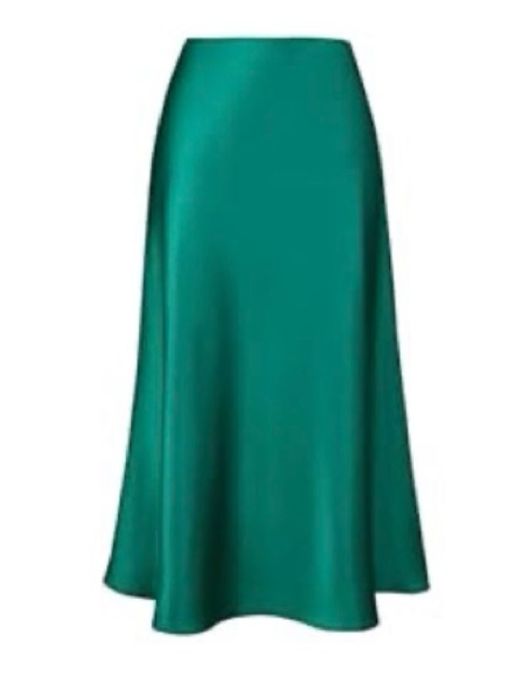 Emerald Green Satin A-Line Midi Skirt